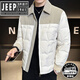 JEEP SPIRIT吉普精神2025冬季男士轻薄羽绒服时尚拼接翻领90鸭绒加厚保暖外套 米白色 3XL