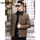 LILANZ official autumn and winter velvet thickened down leather jacket men's American retro lapel goose down warm motorcycle leather jacket brown 90% goose down lining - flagship model M 170 recommended 90-110 Jin Jin equals 0.5 kg