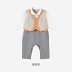 YEEHOO shopping mall style baby one-piece long-sleeved male baby fake two-piece plaid outdoor romper YRHAJ1S046A01 lead flower gray YRHAJ1S046A 66cm