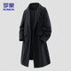 ROMON windbreaker men's woolen coat winter casual warm lapel loose mid-length coat black 2XL
