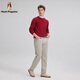 Hush Puppies soft and light men's autumn and winter simple warm and comfortable pullover cardigan red L