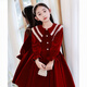HAL.DUCK girls' dress, stylish and sweet princess style velvet children's skirt plus velvet mid-length red dress skirt red regular 120