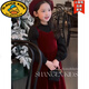 G.duck Girls' Hepburn Style Vest Dress Suit Autumn and Winter 2025 New Children's Girls Christmas Princess Dress Burgundy Suit Plus Velvet Version 120 cm