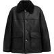 COACH solid color single-breasted lapel long-sleeved leather jacket for men black black M