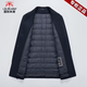 International Milan high-end big-name cashmere coat men's thickened removable goose down liner medium-length woolen woolen coat men's SD5517-Black Navy-Mid-length thickened