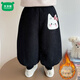 Mumuwu girls' velvet pants 2026 new winter baby thickened lamb velvet children's cartoon all-in-one velvet bloomers trendy black lamb 48 three-month baby wear customization