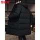 Hengyuanxiang 2026 autumn mid-length down men's middle-aged and elderly ultra-thick warm military coat fat man's cotton-padded jacket 9588 black M 90-110Jin Jin equals 0.5 kg