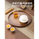 Jinyu fairy tale walnut wooden tray commercial bamboo tea tray household fruit cake round tray Japanese style tea cup tray storage tray black walnut color painted round tray (25*25*2.3CM)