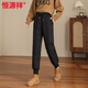 Hengyuanxiang warm cotton pants for women in winter, plus velvet and thickening, Northeastern Harbin ski cold-proof, waterproof and windproof foot-locking assault pants, black foot-locking, high quality M recommended 80-105Jin Jin equals 0.5 kg