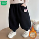 Mumuwu girls' velvet pants 2026 new winter baby thickened lamb velvet children's cartoon all-in-one velvet bloomers trendy black lamb 48 three-month baby wear customization