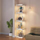 Fantasy figure display cabinet transparent storage box with light for home use UK and Hong Kong LEGO model stand LD light 5 grids (US plug-in model)