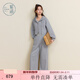 Zihan (ZIHAN) Zihan casual sports striped vest hooded jacket sweatpants three-piece upper and lower suit for women 2025 autumn new style Gray S