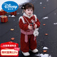 Disney girls New Year's greetings winter clothing plus velvet suit children's Chinese style Tang suit baby one-year-old dress birthday party week clothes red suit + bag 100