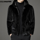 Lilang Lilang Men's Fur Hooded Coat 2024 Winter Casual Reversible Shenandoah Mink Fashion Fur One-piece Warmth Black M 48/170
