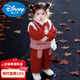 Disney girls New Year's greetings winter clothing plus velvet suit children's Chinese style Tang suit baby one-year-old dress birthday party week clothes red suit + bag 100