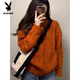 Playboy (PLAYBOY) French Retro Pumpkin Orange Twist Sweater Women's Autumn and Winter New Casual Soft Waxy Gentle Wind Lazy Knitted Top Women Orange S Recommended 80-95Jin Jin is equal to 0.5 kg