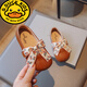 G.duck Little Yellow Duck Girls' Leather Shoes 2025 Spring and Autumn Children's Shoes Little Girls Princess Shoes Soft Sole Bean Shoes Single Shoes Western Style White 23 Inner Length 15cm