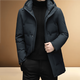 THOM BKDINR high-end mid-length down jacket for men 2025 new winter thickened hooded brand casual jacket black 2XL 180 (recommended weight 160-180Jin Jin equals 0.5 kg)