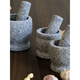 Tuojin imported quality natural stone pestle and mortar from Germany, household medicine jar grinder, stone mortar, traditional Chinese medicine grinder, manual grinding, diameter 17 cm, with lid