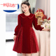 Disney Girls Dress Velvet Children's Skirt Red Princess Dress Host Performance Clothes Autumn and Winter Long Sleeve Plus Velvet Red Regular 140