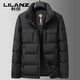 利郎（LILANZ）男士羽绒服外套2025冬季新款商务休闲保暖加厚冬装立领上衣潮 黑色 M