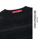 Bosssunwen 100% sheep wool recommended for spring business casual skin-friendly soft contrast striped round neck men's wool sweater black M