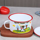 Tuojin German imported quality thickened enamel fast food cup with lid instant noodle bowl student dormitory large bowl cartoon lunch box food white 15CM_thick red edge meal cup (customizable LOGO)