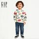 GAP boys 2025 new autumn cartoon printed terry cloth round neck sweatshirt children's clothing US version 814317 red car pattern 90 _52 (1-2 years old)