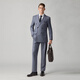 By Creations REDA imported pure wool suit men's business double-breasted professional formal wedding dress suit gray blue 46