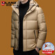 LILANZ new winter down jacket men's high-end white goose down thickened warm hooded short men's jacket khaki M 170/88A