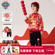 Paw Paw Team makes great achievements New Year's wear children's velvet sweatshirt autumn and winter round neck top girls red sweatshirt trendy cool suit 0343 110