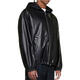 Prada New Year's gift SS22 solid color zipper hooded leather jacket men's black one size 50