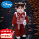 Disney girls New Year's greetings winter clothing plus velvet suit children's Chinese style Tang suit baby one-year-old dress birthday party week clothes red suit + bag 100