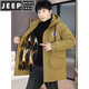 JEEP SPIRIT parka men's winter jacket plus velvet and thickened mid-length windproof jacket trendy winter warm cotton jacket for men 2801 black plus velvet and thickened XL 125-140Jin Jin is equal to 0.5 kg