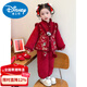 Disney Hanfu girls New Year's greeting suit children's Chinese style plus velvet thickened Tang suit little girl's festive New Year performance costume red 90 recommended height 81-90