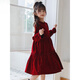 HAL.DUCK girls' dress, autumn and winter new style, shiny gold dress, children's velvet skirt, New Year's dress, girl's princess dress, red glitter gold velvet style, one-piece velvet lining 130
