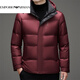 EMPORIO ARMANI阿玛尼男士加厚连帽羽绒服2025冬季新款男装中年爸爸商务休闲保暖 红色 3XL 190