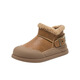 ABJA children's plush cotton shoes 2025 winter style warm short boots for boys and girls, plush collar, non-slip soft sole, stain-resistant cotton boots, chestnut brown 26
