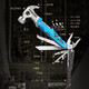 Outdoor multi-functional safety hammer pliers multi-purpose folding portable tool pliers camper car nail remover horn light blue