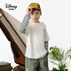 Disney (Disney) children's clothing boys fake two-piece striped long-sleeved T-shirt 2026 spring and autumn new children's round neck fashionable bottoming top trendy white trendy fake two-piece T-shirt 160