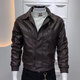 Playboy short velvet motorcycle men's slim and handsome Korean style soft leather jacket warm and windproof handsome high-end jacket black velvet M 100Jin Jin equals slim fit within 0.5 kg