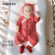 Aqpa Forest Secret Newborn Baby Long Sleeve Jumpsuit Spring and Autumn Baby Harness Forest Secret Red 66cm