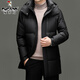 啄木鸟羽绒服男2025冬季白鸭绒中长款高充绒量羽绒大衣中年爸爸男士外套 639黑色 M 170