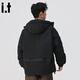 :CHOCOOLATE it潮牌高级感保暖男士羽绒服冬季加厚防寒连帽设计休闲百搭外套 黑色 M 【建议100-120斤】