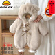 G.duck baby winter clothes velvet hooded men's and women's jumpsuit type a baby winter clothes super thick jumpsuit romper khaki (velvet quilted) 90cm