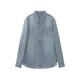 Fragment (dribs&drabs) denim shirt for women 2026 spring new long-sleeved simple washed versatile layered casual shoulder shirt denim blue S