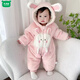 Wooden wooden house baby winter clothes plus velvet baby going out to keep warm newborn one-piece cotton-padded clothes cute and thickened 66 yards 80cm 36cm