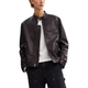 COACH FW25 stand-up collar zipper long-sleeved leather jacket for men brown M