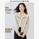 Giordano coat for women small new style sweet cool loose stand collar jacket short skin windbreaker women 13375104 91 light khaki M