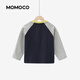 Mami Maka (MOMOCO) children's clothing boys' T-shirt 2026 spring style medium and large children's fashionable and versatile children's fun T-shirt Navy 120